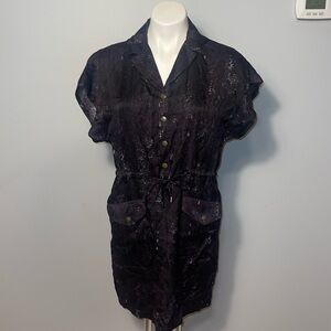 Rag & Bone ladies 100% silk Shirt dress. Size 4. Purple & black speckled.